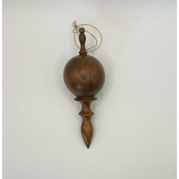 Vintage Handmade Lot of 6 Christmas Ornaments MCM Wooden Hollow Globe Finial - Picture 2 of 12